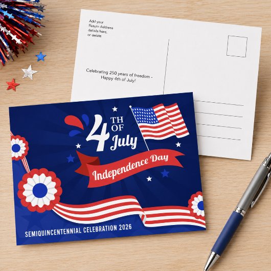 Viering van het semiquincentennial jubileum op 4 j briefkaart