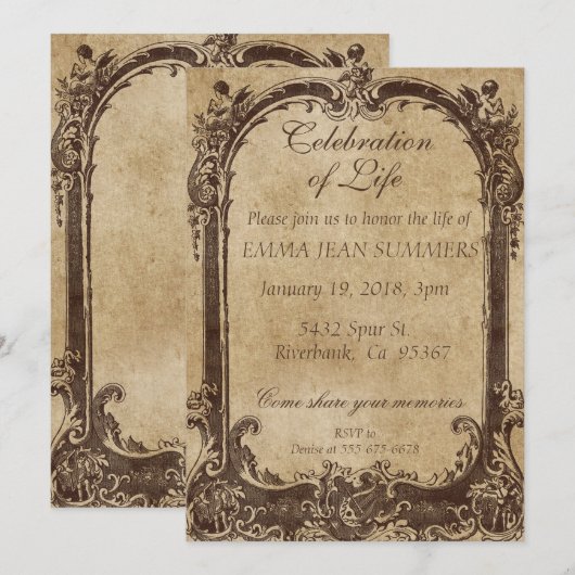 Viering van het  Victoriaans Lijst van het Leven Kaart (Voorkant / Achterkant)