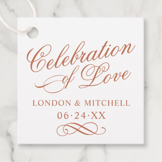 Viering van het voetbalmonogram van Love Terracott Bedankjes Labels (Voorkant)