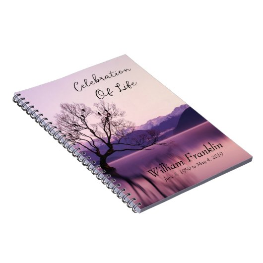 Viering van het zonneboomlandschap van het meer va notitieboek (Rechterzijde)