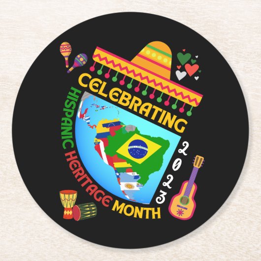 Viering van HISPANIC HERITAGE MAAND Ronde Kartonnen Onderzetter (Voorkant)