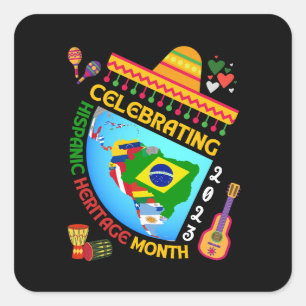 Viering van HISPANIC HERITAGE MAAND Vierkante Sticker