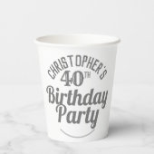 Viering van Leeftijd 40e Verjaardag Papieren Beker (Achterkant)