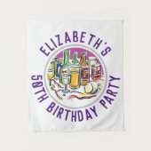 Viering van Leeftijd 50e Verjaardag Tapijt Wandkleed (Voorkant)