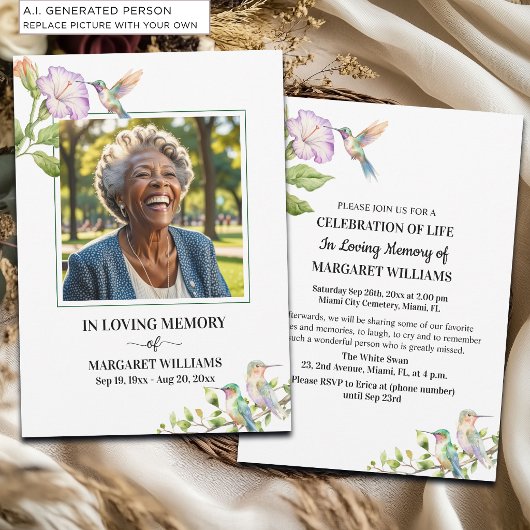 Viering Van Leven Kolibrie Bloem Foto  Kaart
