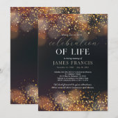 Viering Van Leven Zwart en Gouden Uitnodiging (Voorkant / Achterkant)