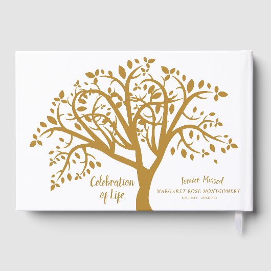 Viering van Levensboom Modern Goud Script Gastenboek (Achterkant)