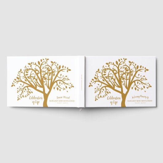 Viering van Levensboom Modern Goud Script Gastenboek (Volledig)