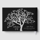 Viering van Levensboom Modern Zilveren Script Gastenboek (Achterkant)