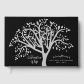 Viering van Levensboom Modern Zilveren Script Gastenboek (Voorkant)