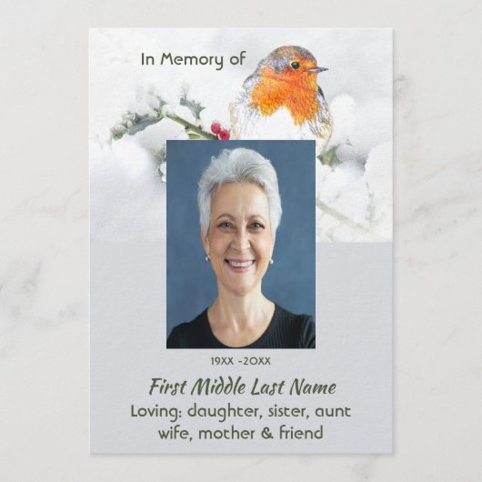 Viering van Levensdienst  Engelse Robin Vogel Kaart (Voorkant)