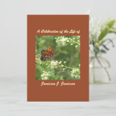 Viering van Levensuitnodiging, Oranje Vlinder Kaart (Staand voorkant)
