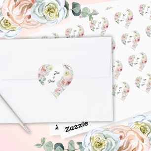 Viering van liefde bord offwhite roze rozen Namen Hart Sticker