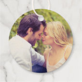 Viering van Liefde Elegant Bruiloft Monogram Goud Bedankjes Labels (Achterkant)