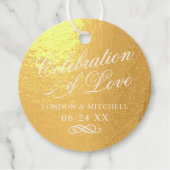 Viering van Liefde Elegant Bruiloft Monogram Goud Bedankjes Labels (Voorkant)