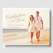 Viering van Liefde Elegant Goud Bruiloft Foto Gastenboek (Voorkant)