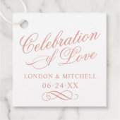 Viering van Liefde Rose Goud Monogram Bedankjes Labels (Voorkant)