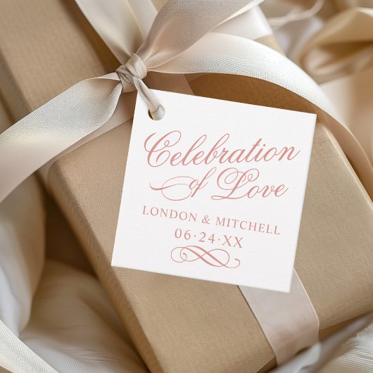 Viering van Liefde Rose Goud Monogram Bedankjes Labels