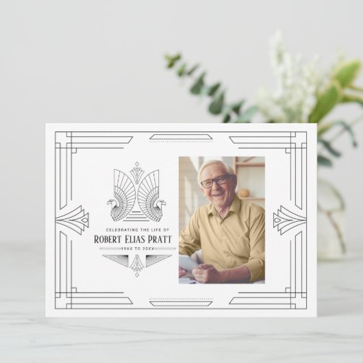 Viering van Life Art Deco Eagle Foto Masculine Kaart (Staand voorkant)