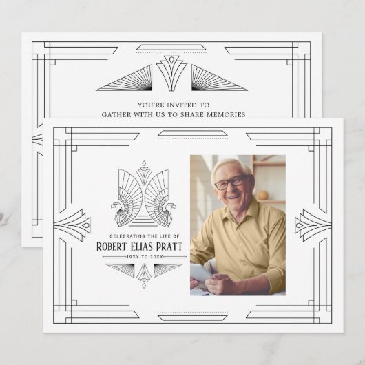 Viering van Life Art Deco Eagle Foto Masculine Kaart (Voorkant / Achterkant)