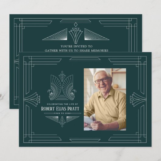 Viering van Life Art Deco Eagle Foto Masculine Kaart (Voorkant / Achterkant)