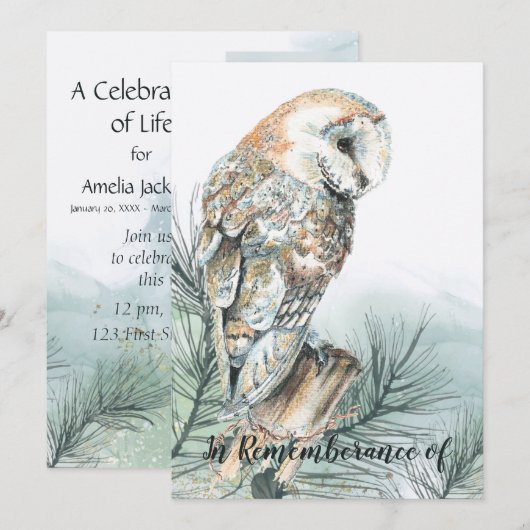 Viering van Life Barn Owl Kaart (Voorkant / Achterkant)