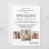 Viering van Life Black White 3 Fotouitnodiging Kaart (Voorkant)