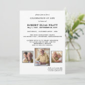 Viering van Life Black White 3 Fotouitnodiging Kaart (Staand voorkant)