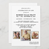 Viering van Life Black White 3 Fotouitnodiging Kaart (Voorkant / Achterkant)