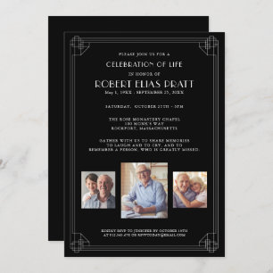 Viering van Life Black White 3 Fotouitnodiging Kaart