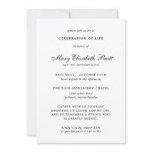 Viering van Life Black White Elegant Funeral