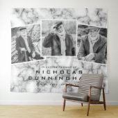 Viering van Life Black White Marble Three Photo Wandkleed (In Situ (horizontaal))