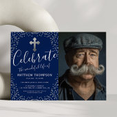 Viering van Life Blue Silver Photo Kaart