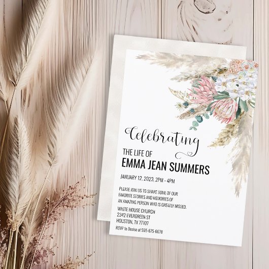 Viering van Life Boho Floral Pampas Grass Kaart