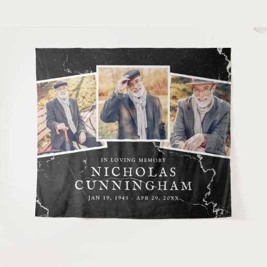 Viering van Life Dark Marble Stone Three Photo Wandkleed (Voorkant (horizontaal))