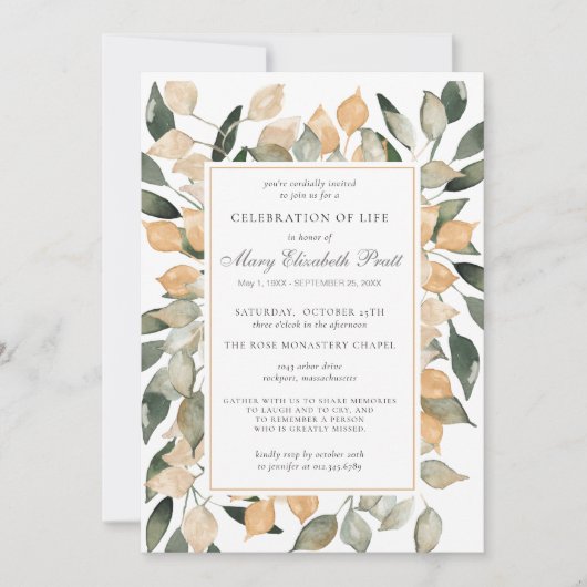 Viering van Life Dusty Terracotta Botanisch Kaart (Voorkant)