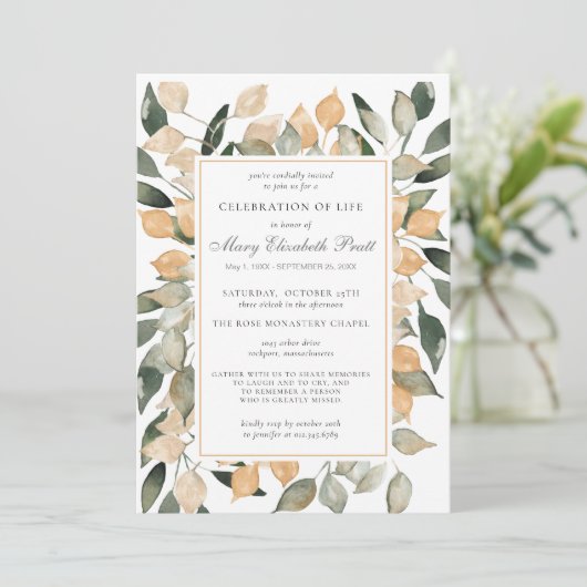 Viering van Life Dusty Terracotta Botanisch Kaart (Staand voorkant)