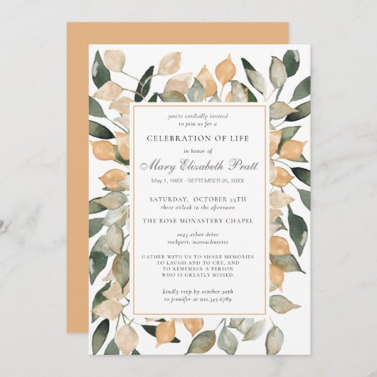 Viering van Life Dusty Terracotta Botanisch Kaart (Voorkant / Achterkant)