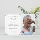 Viering van Life Elegant White Funeral Custom Kaart (Staand voorkant)