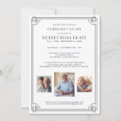 Viering van Life Funeral Black White 3 Foto Kaart (Voorkant)