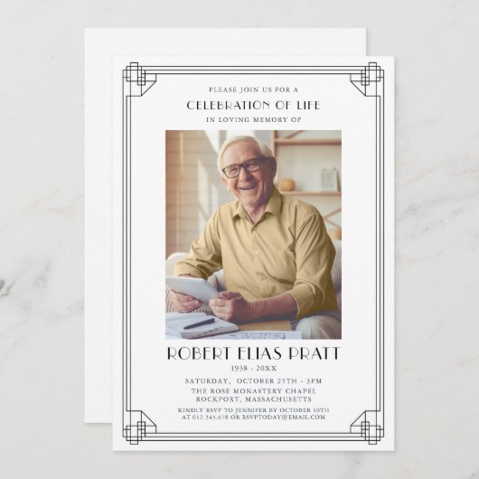 Viering van Life Funeral Black White Photo Kaart (Voorkant / Achterkant)