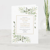 Viering van Life Greenery Floral Funeral Folded (Voorkant)