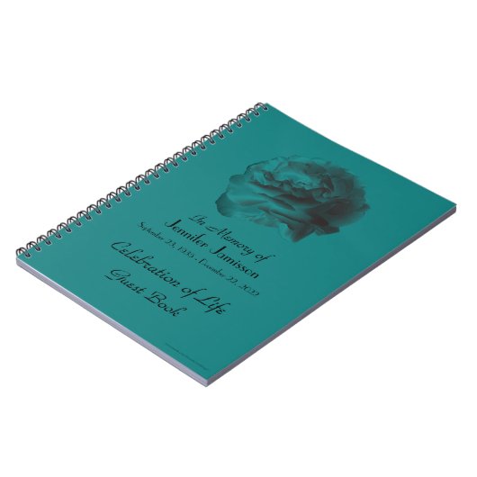 Viering van Life Guest Book, Blauwgroen Roos Spira Notitieboek (Linkerzijde)