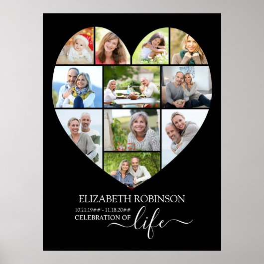 Viering van Life Heart Shaped 11 Foto Collage Poster (Voorkant)