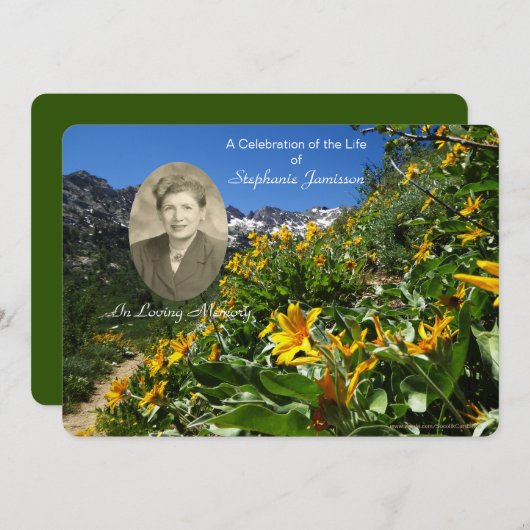 Viering van Life Invitation, bloemen met foto Kaart (Voorkant / Achterkant)