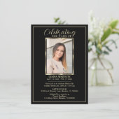 Viering van Life Memorial Black Foto & Poem Kaart (Staand voorkant)