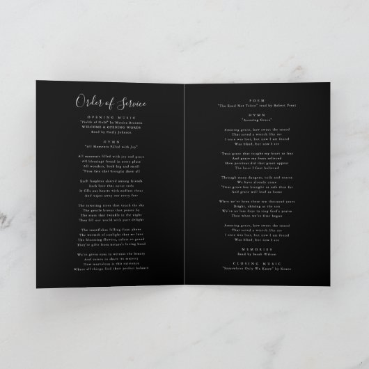 Viering van Life Memorial Funeral Program Kaart (Binnen)