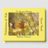 Viering van Life Memory Book, Yellow Butterfly Gastenboek (Voorkant)