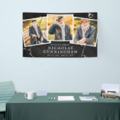 Viering van Life Modern Dark Stone Three Photo Spandoek (Beurs)