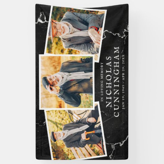 Viering van Life Modern Dark Stone Three Photo Spandoek (Verticaal)